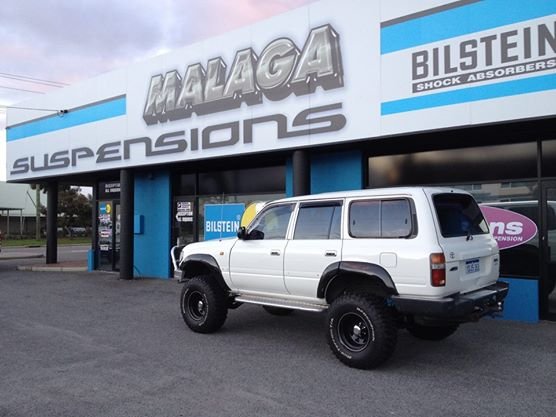 Suspension work underway on a vehicle